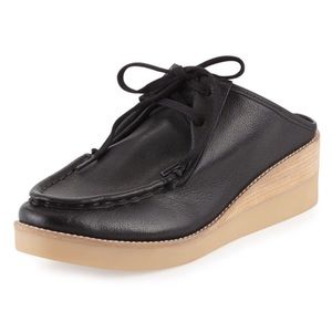 Derek Lam Black Leather Mules with Tan Sole